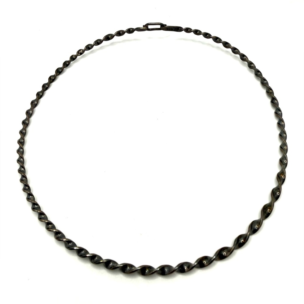 Vintage Mexican Sterling Silver Twisted Collar Necklace 925 Mid-Century Modern - Picture 5 of 11